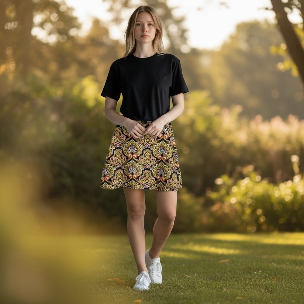 J.Crew Multicolor Paisley Mini Skirt Size 2  Cotton A‑Line Pencil Y2Kretro Boho